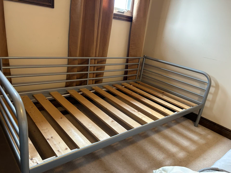 Single metal bed.