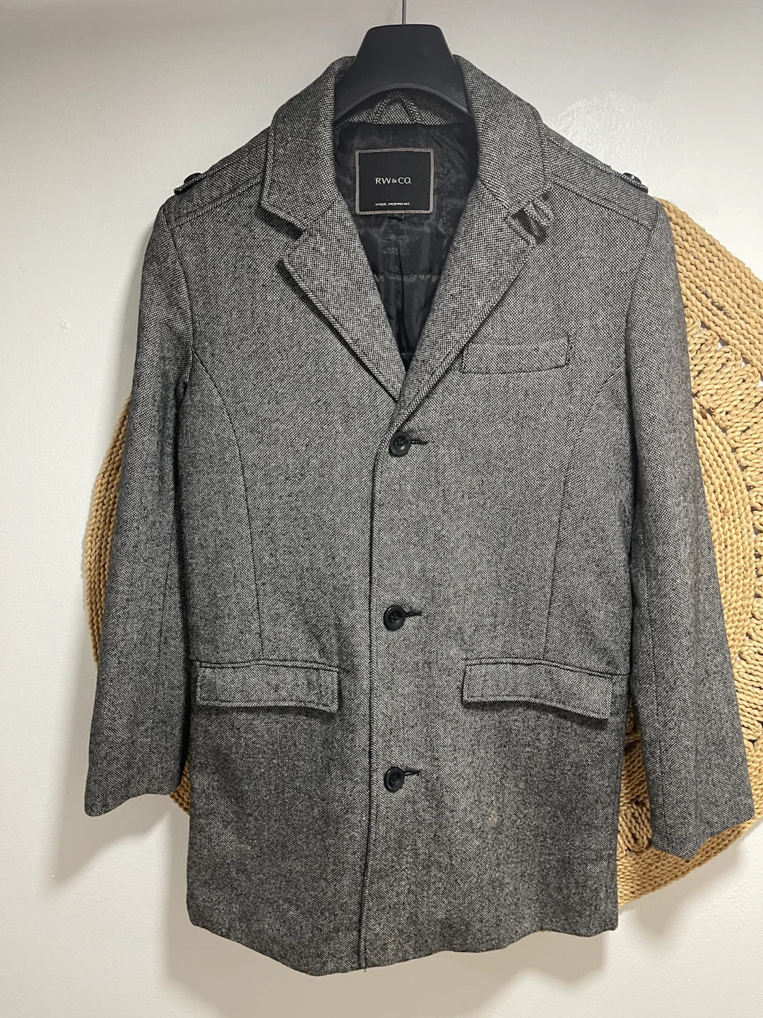 RW & CO. Grey Herringbone Blazer