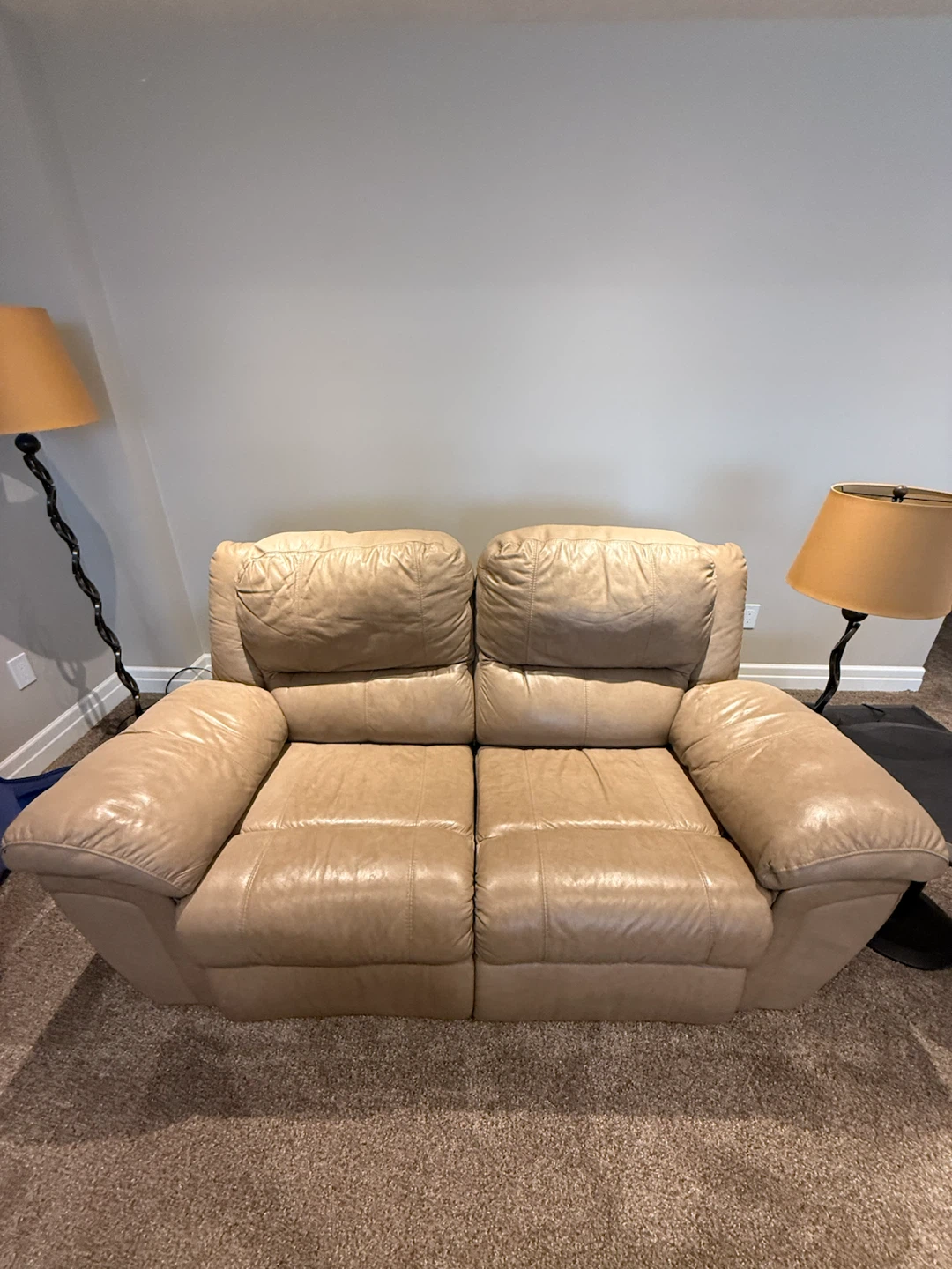 Light Tan Leather Loveseat Recliner