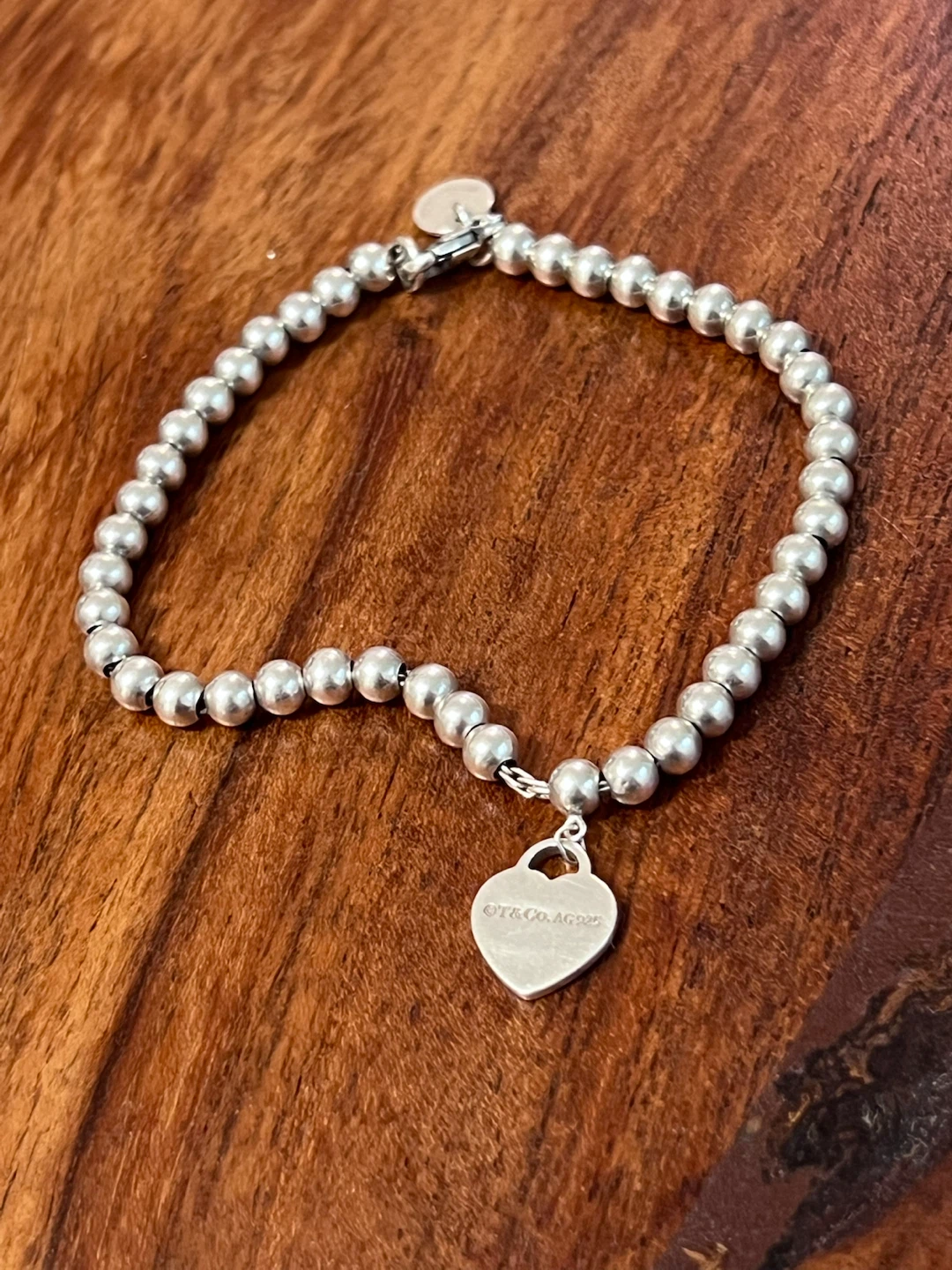 Tiffany & Co. Sterling Silver Heart Tag Bead Bracelet – 7” - photo 3