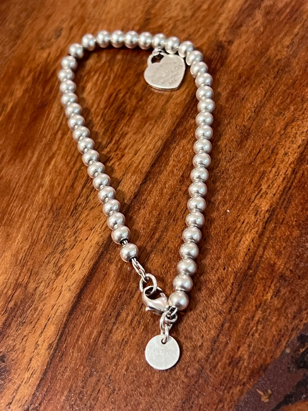 Tiffany & Co. Sterling Silver Heart Tag Bead Bracelet – 7” - photo 4