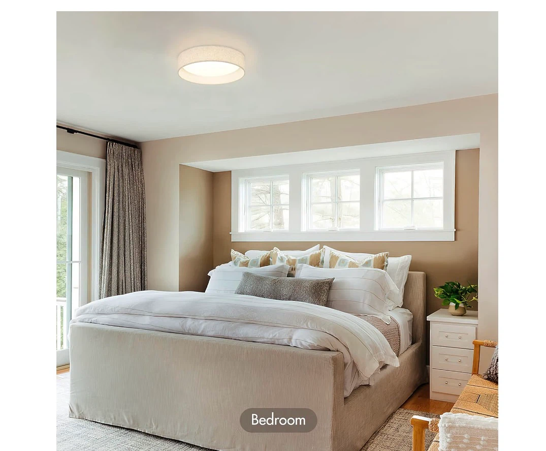 Linen Shade Flush Mount LED Ceiling Light 2 Pack - photo 4