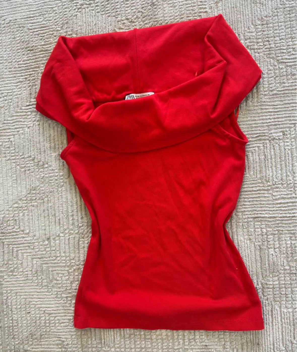 ZARA Red Sleeveless Cowl Neck Top - photo 2