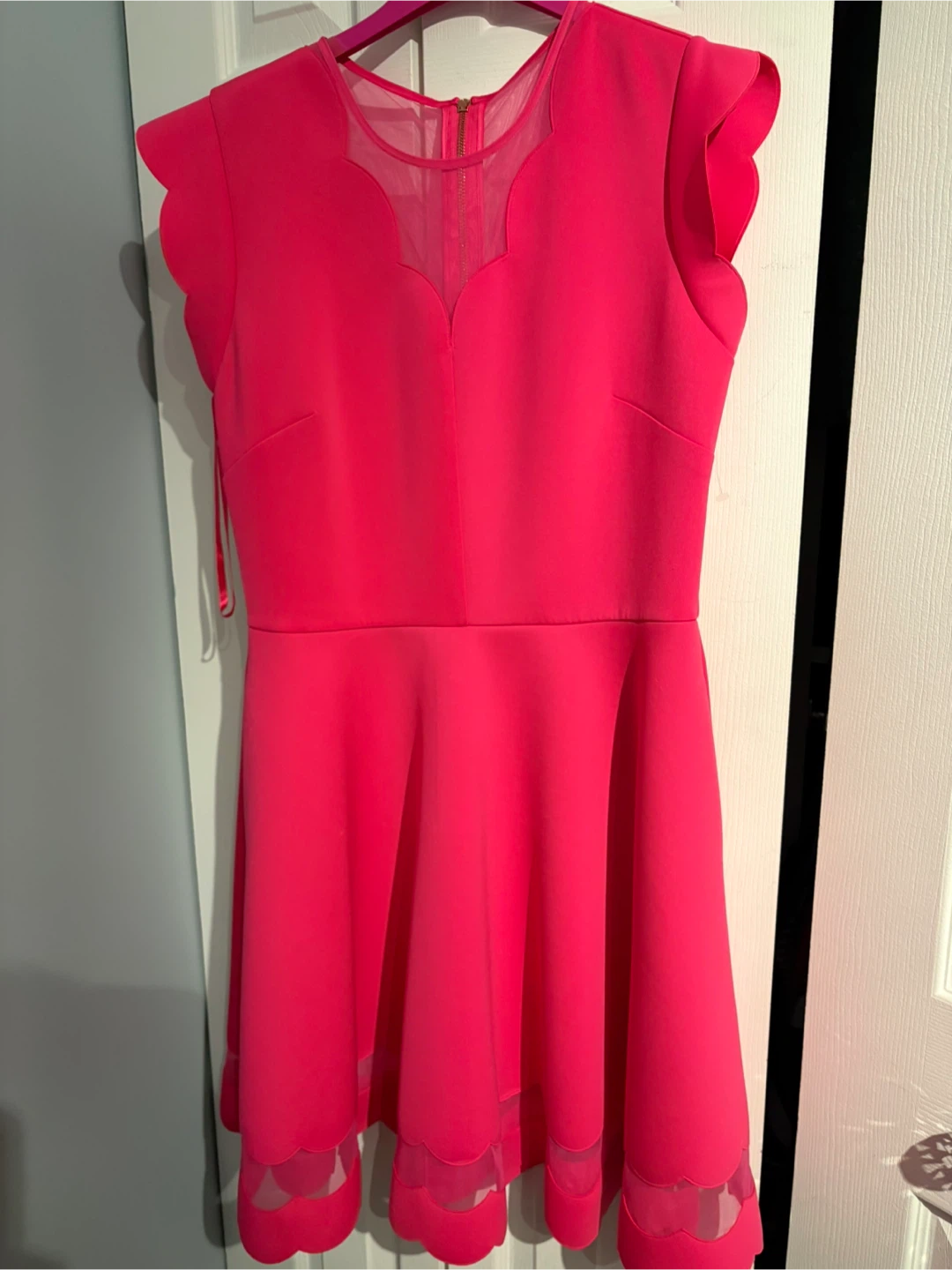 Hot Pink Scalloped Detail Dress