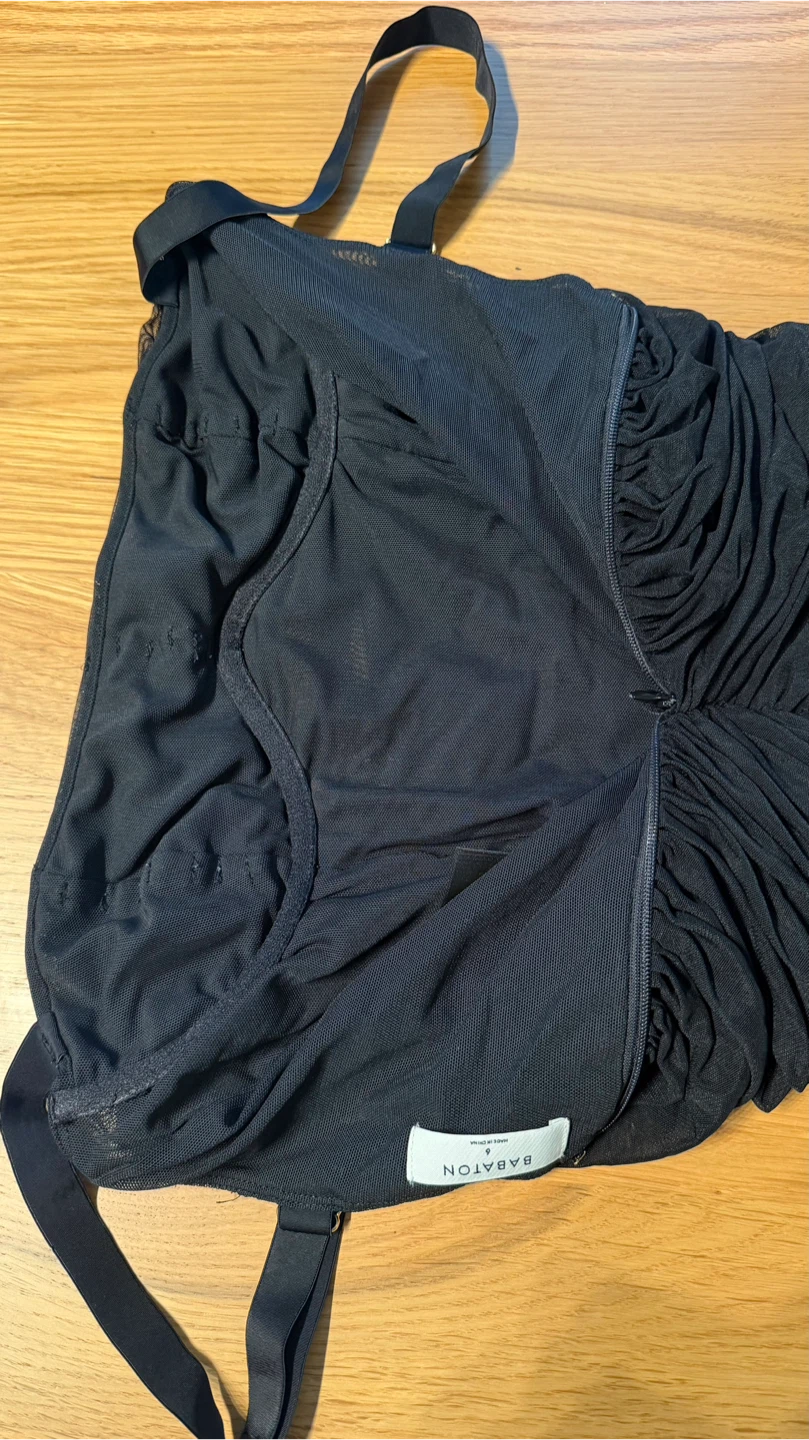 Babaton Black Sheer Ruched Bodysuit size 6 - photo 3