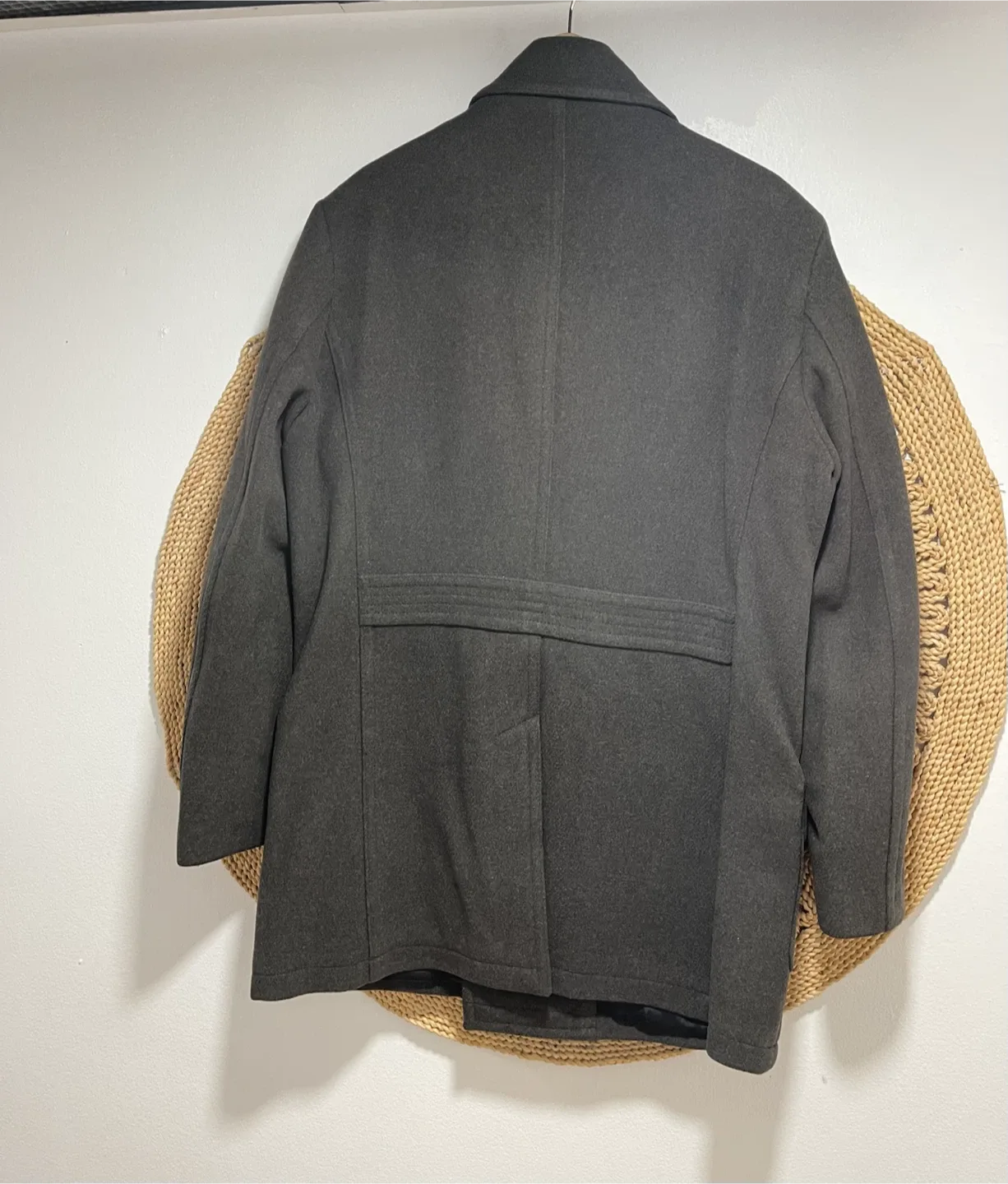 Zara Man Double Breasted Peacoat - Charcoal Grey - Size XL - photo 3