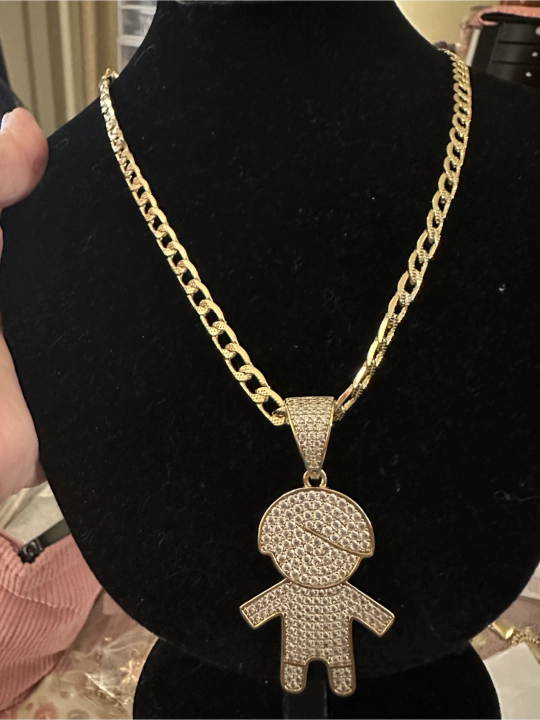 14k Gold tone laminated chain with boy pendant