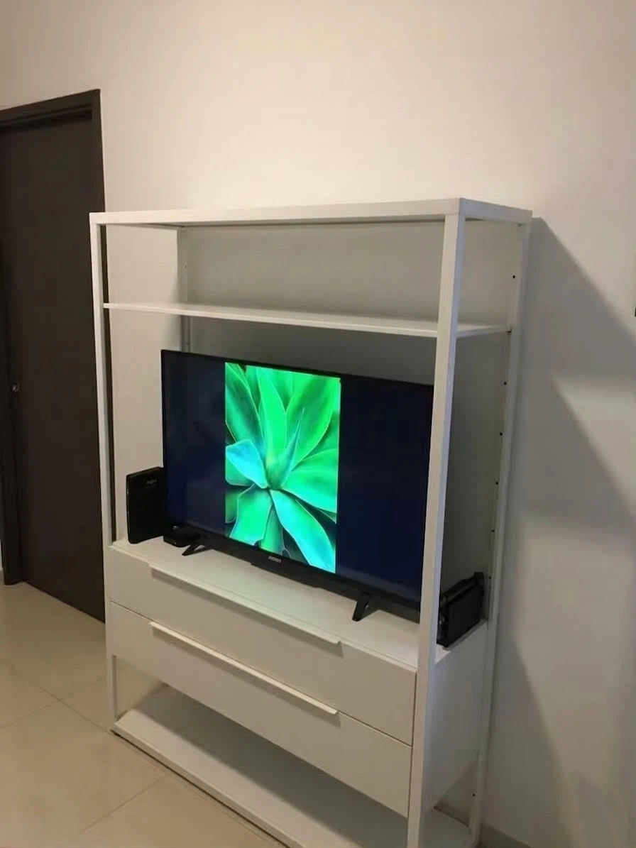 IKEA White TV Bookcase with 2 Storage Drawers