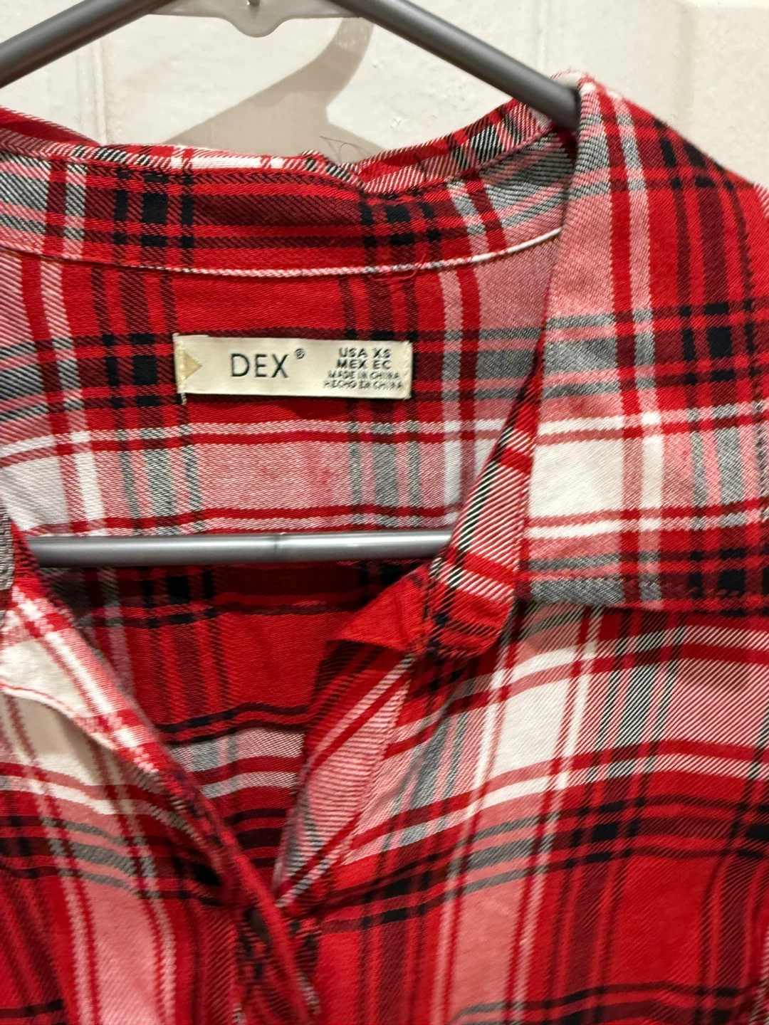 Red Plaid Twist-Front Shirt Dress - photo 5