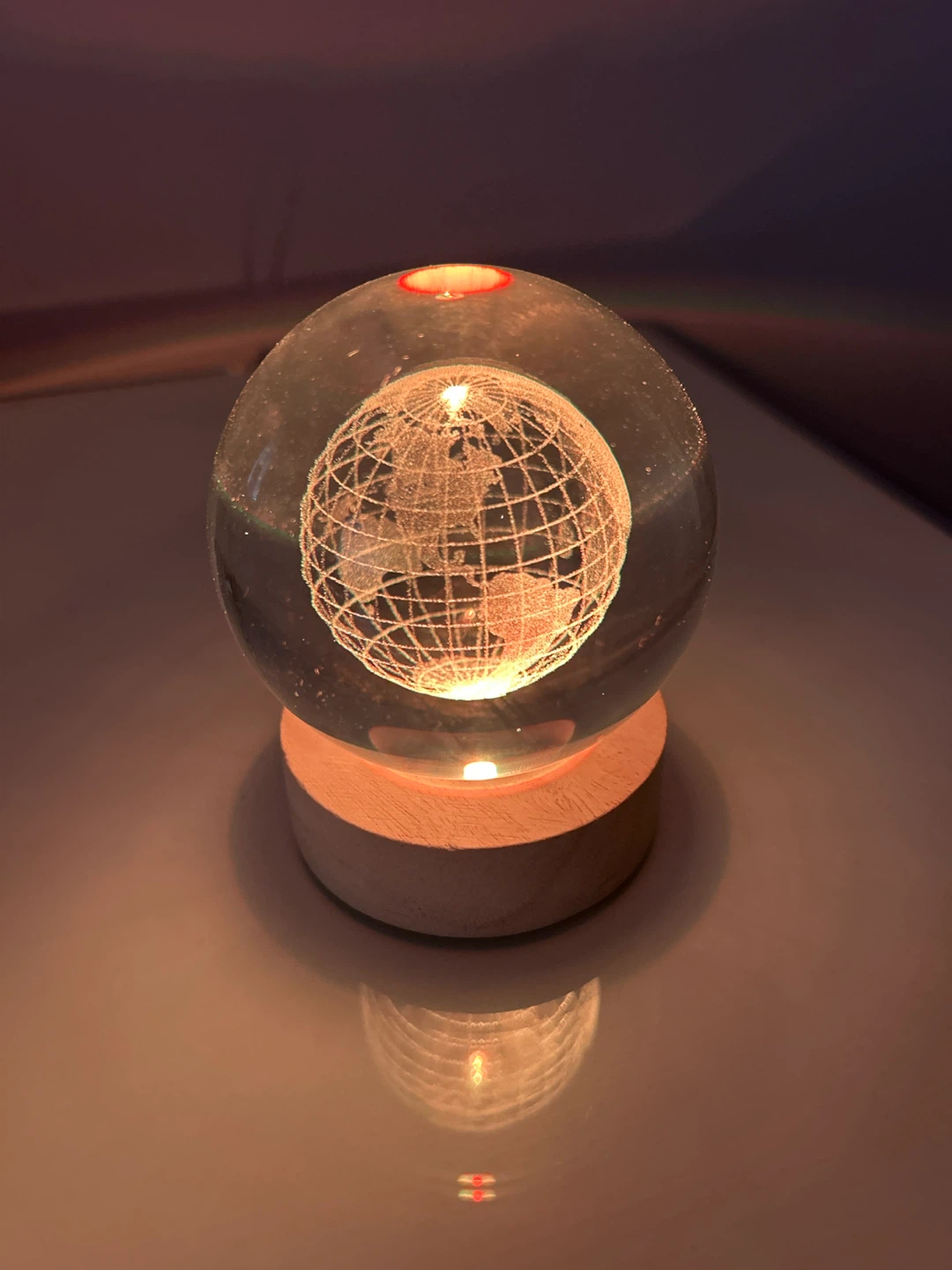 Glass Orb Light with Wooden Base - photo 2
