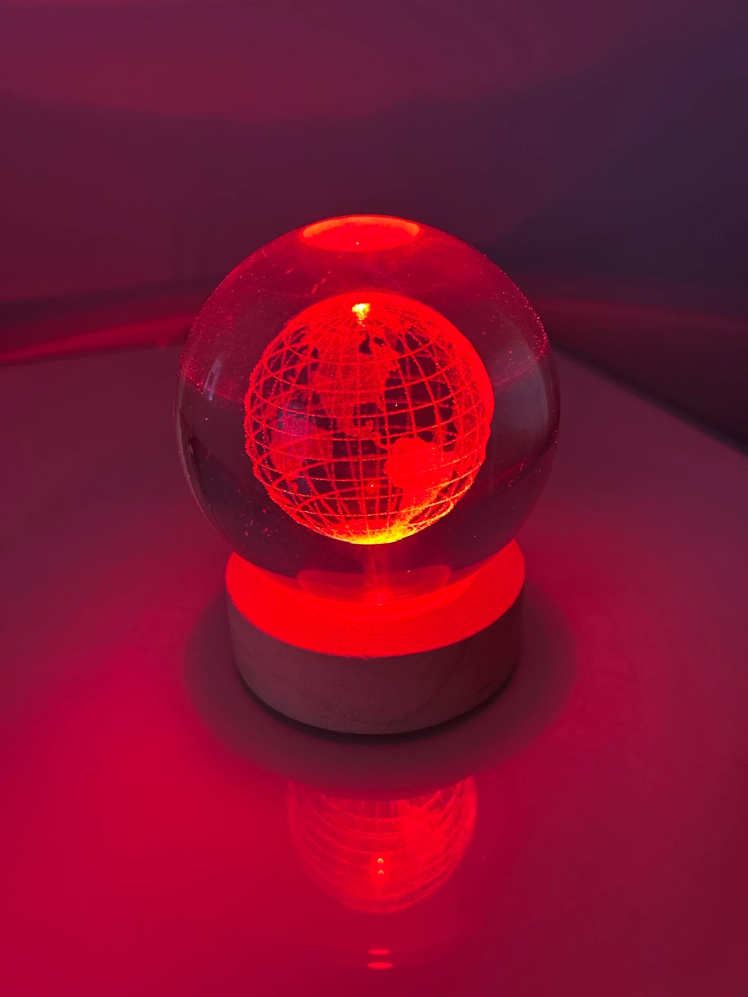 Glass Orb Light with Wooden Base - photo 4