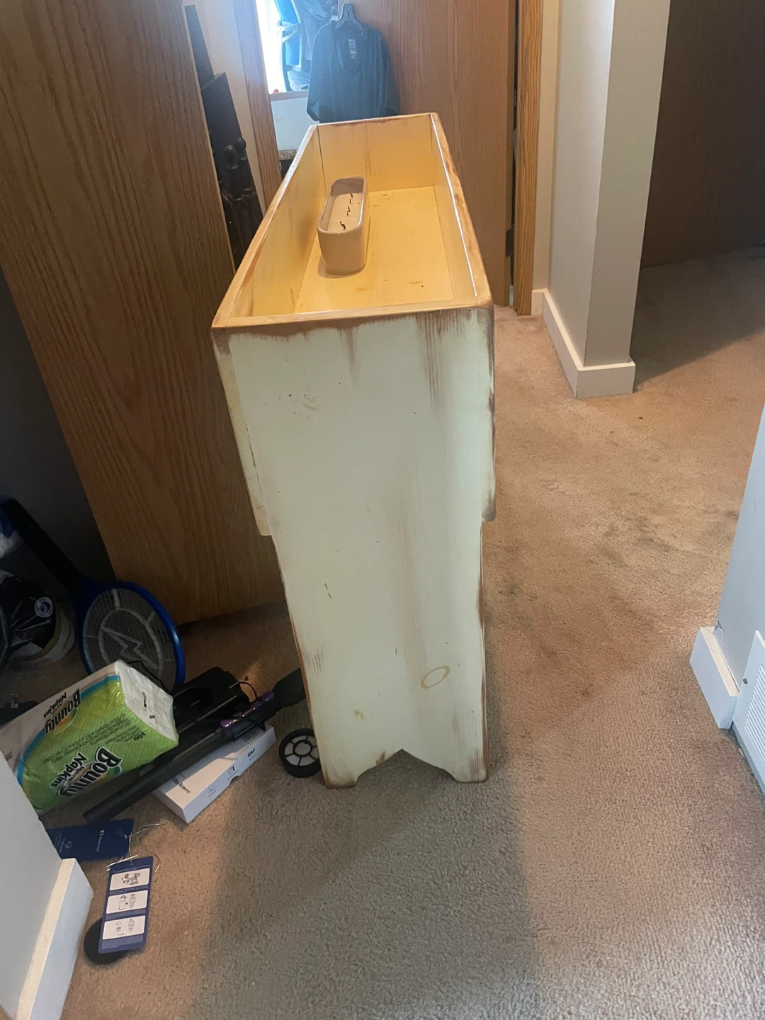 Rustic cream wooden planter stand - photo 5
