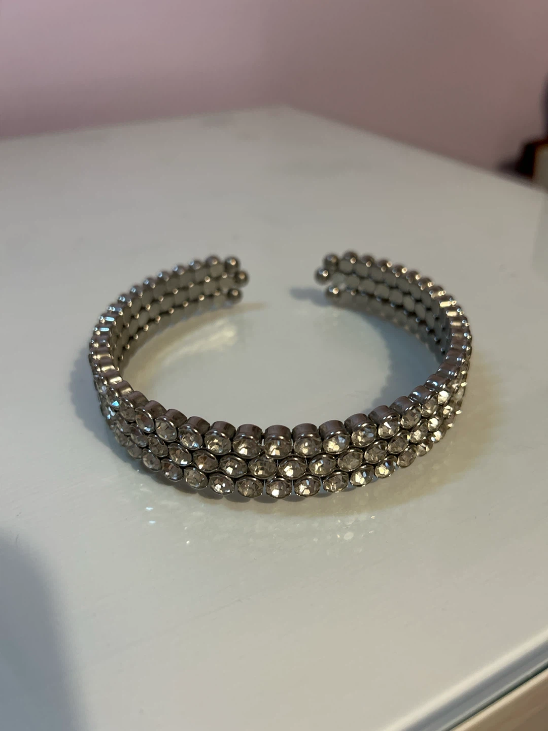 Three Row Rhinestone Choker Necklace