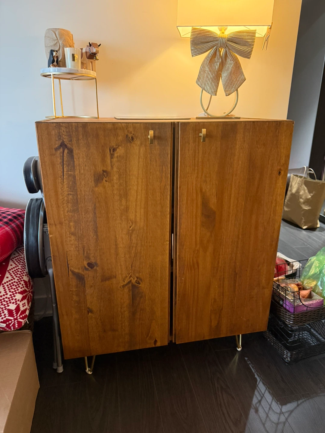 IKEA Ivar Two-Door Cabinet with Gold Legs and Handles