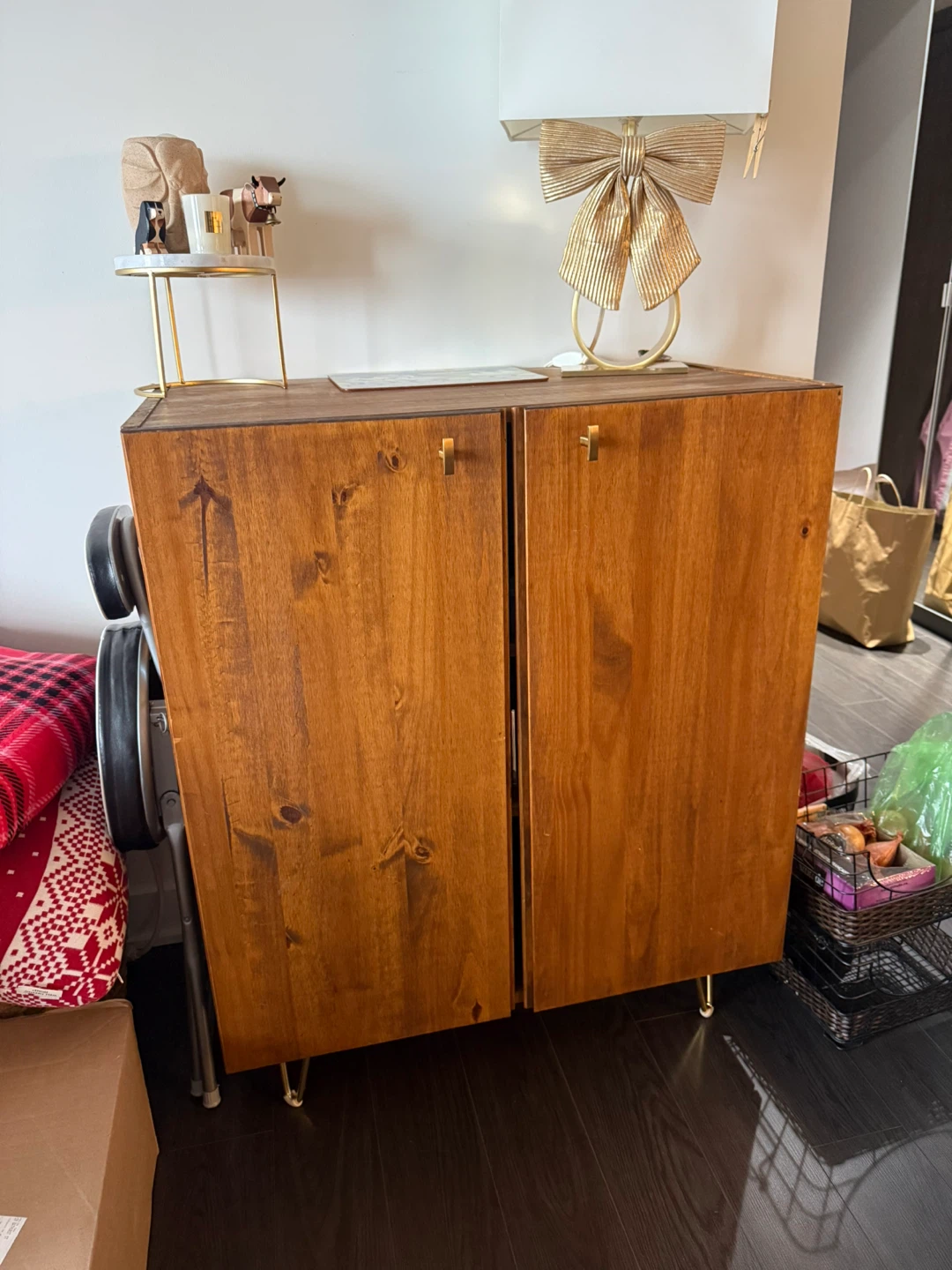 IKEA Ivar Two-Door Cabinet with Gold Legs and Handles - photo 2