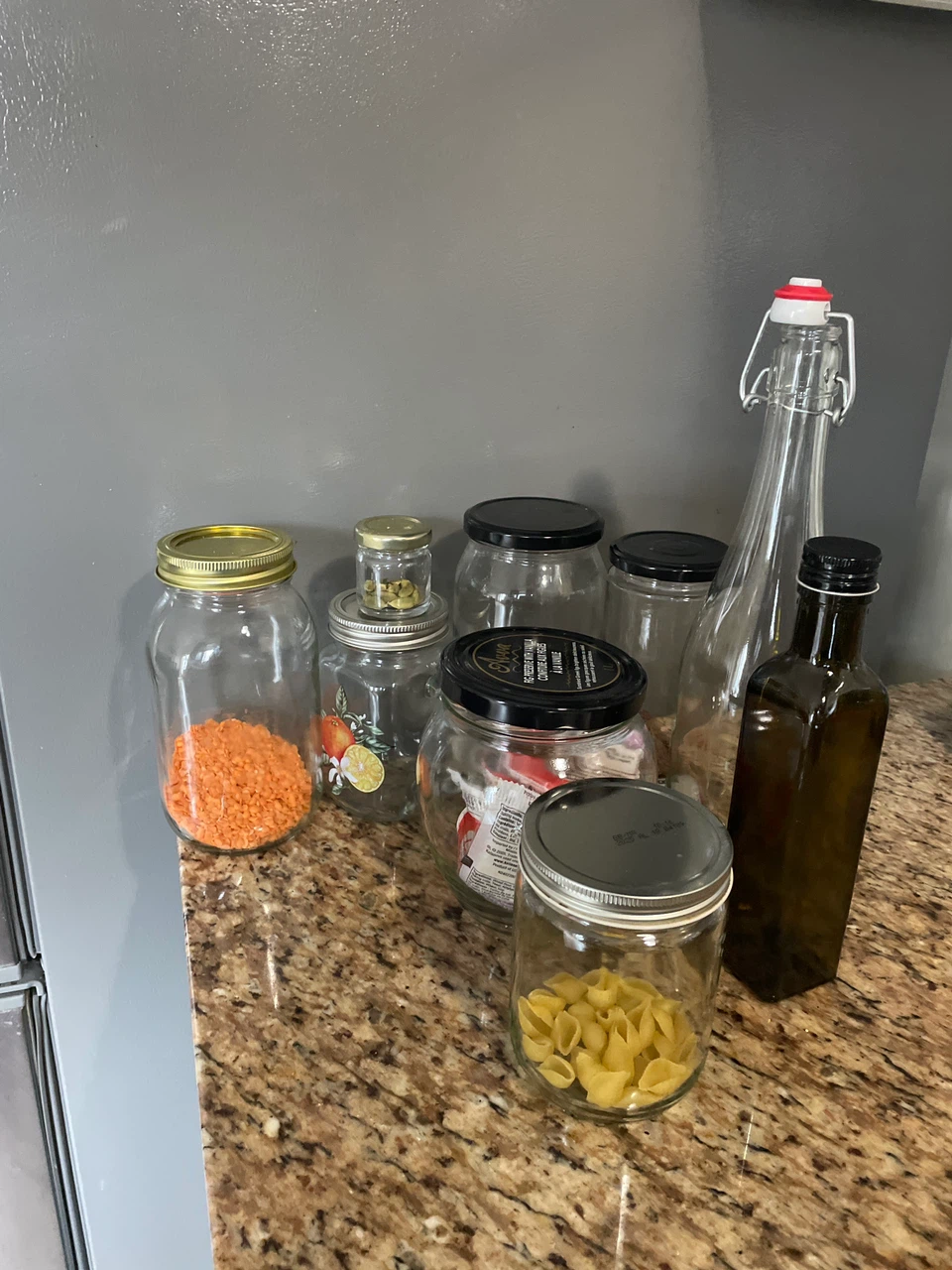 Set of 7 Glass Jars and Bottles