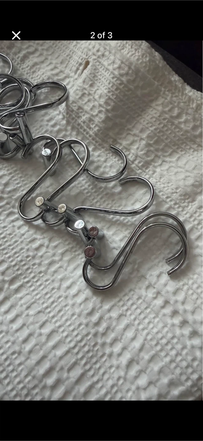 White Shower Curtain with Hooks - photo 2