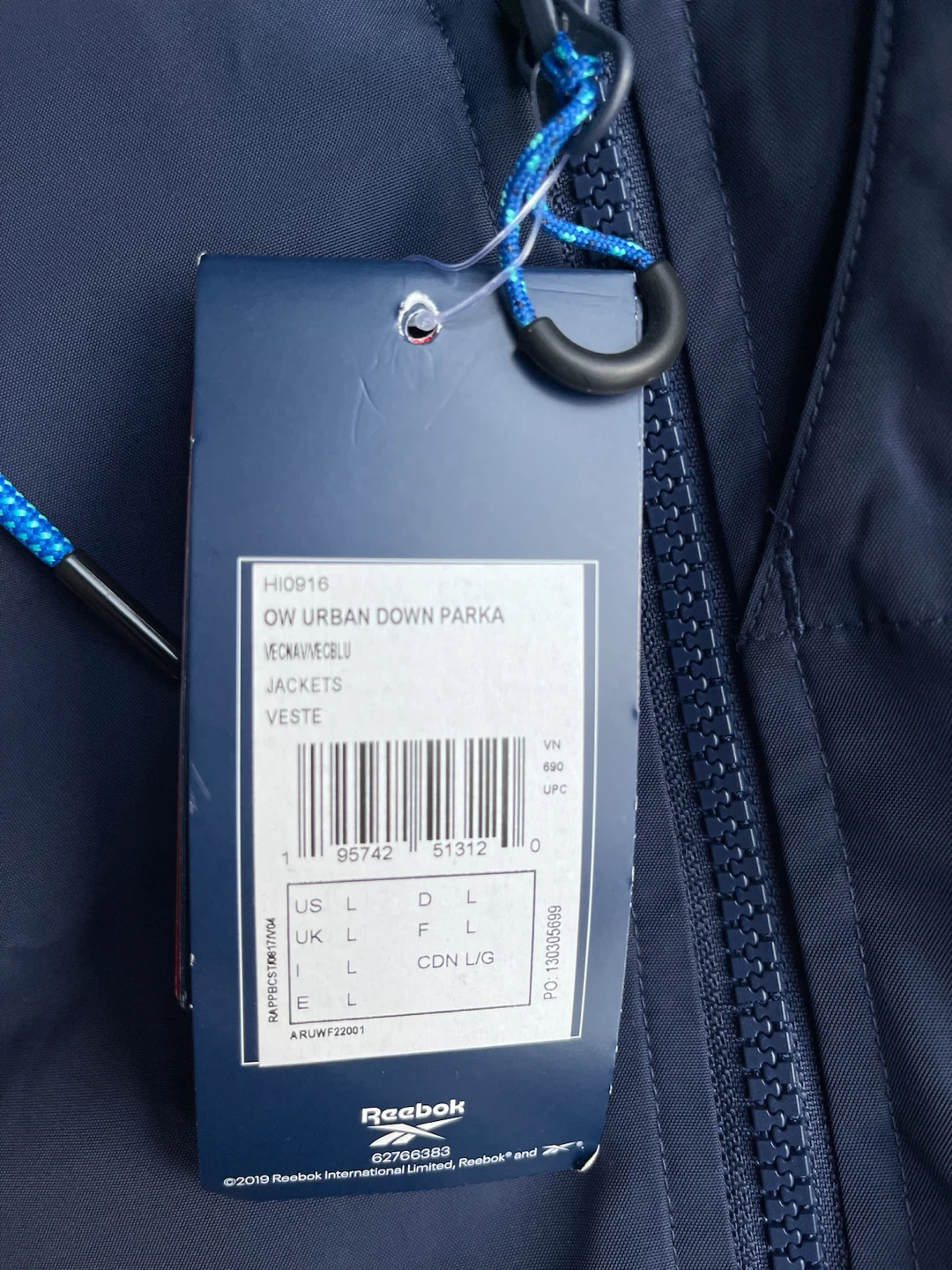 Reebok Urban Down Parka Jacket - Navy - Large - photo 4