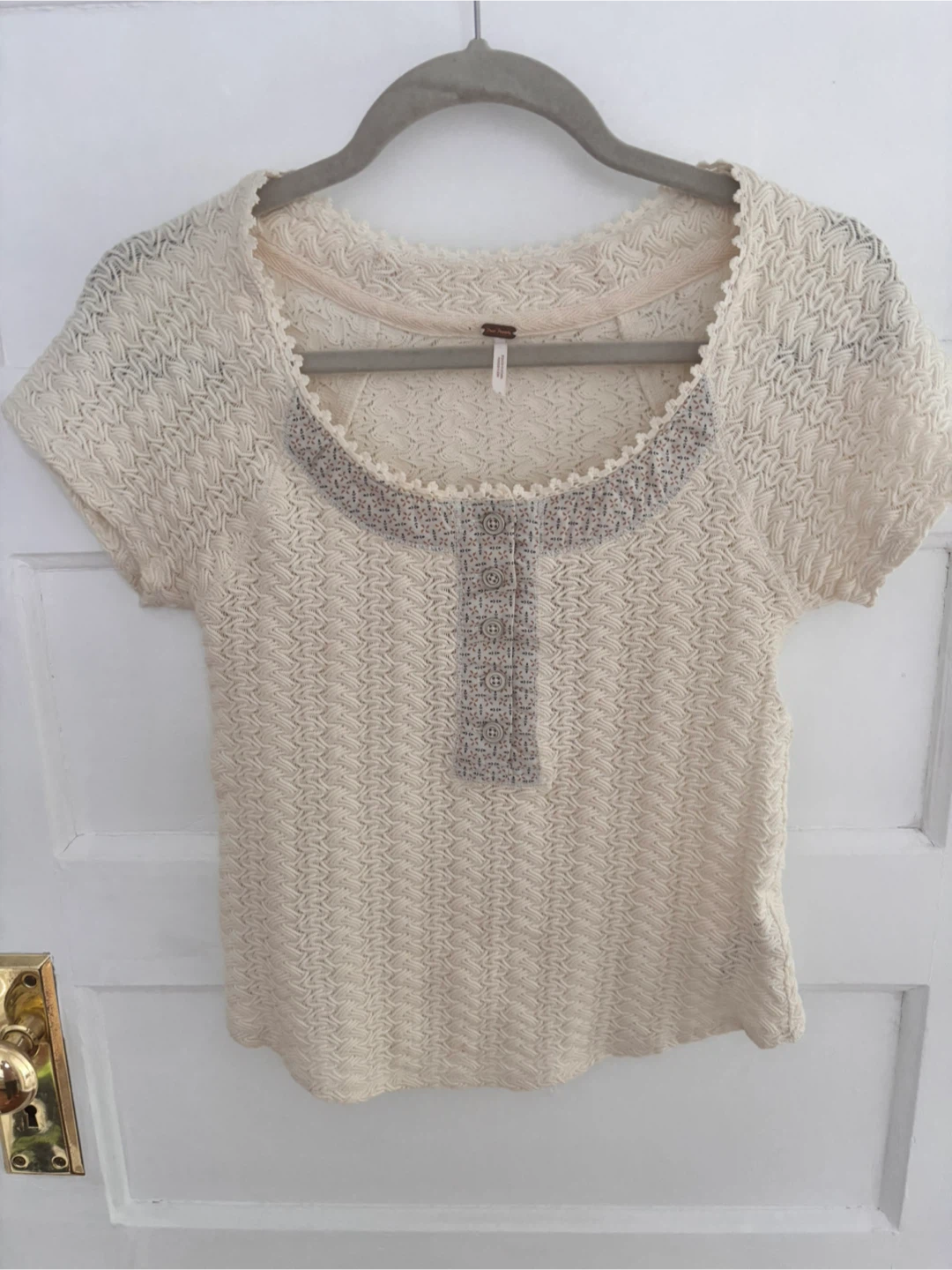 Free People Cream Crochet Top