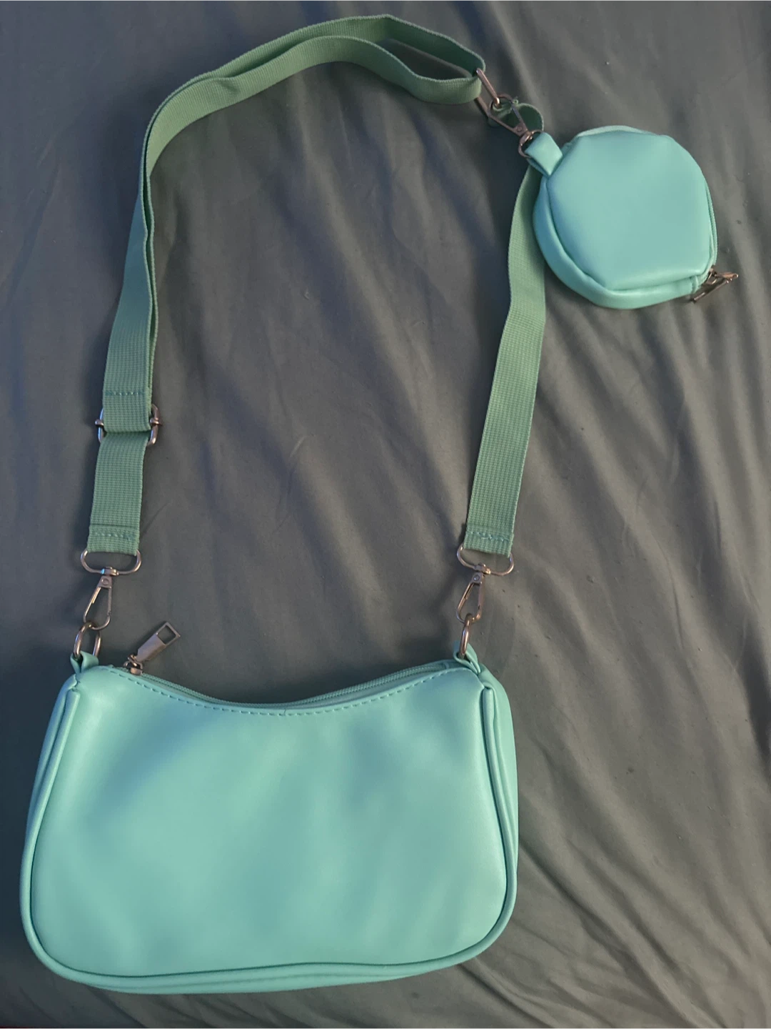 Mint Green Shoulder Bag with Coin Pouch