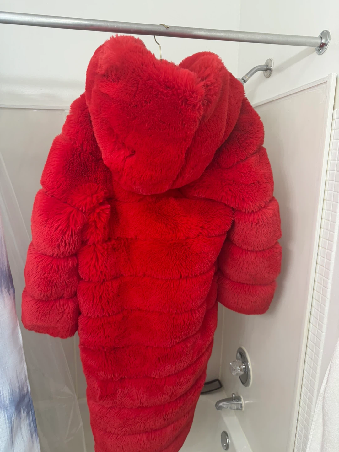 AZALEA WANG Red Faux Fur Hooded Coat