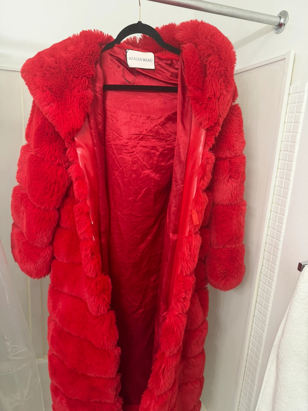 AZALEA WANG Red Faux Fur Hooded Coat - photo 2