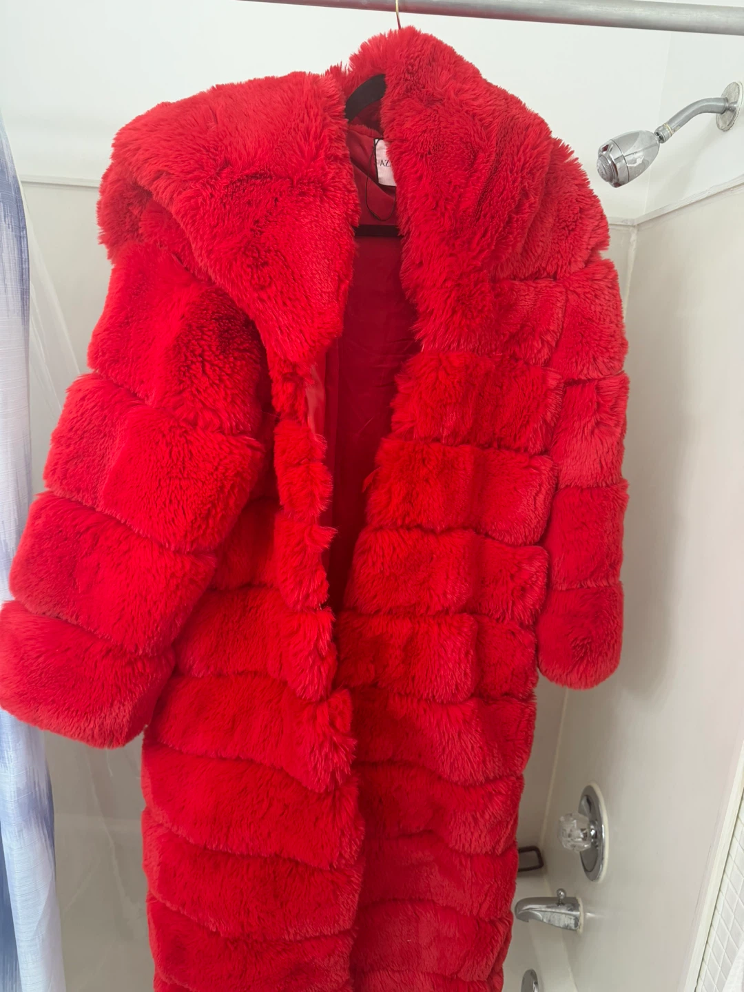 AZALEA WANG Red Faux Fur Hooded Coat - photo 3
