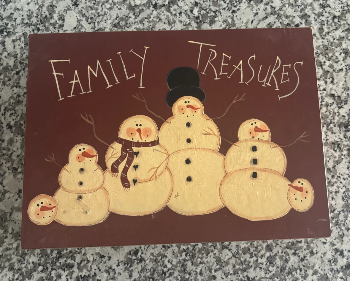 Family Treasures Wooden Holiday Storage Box