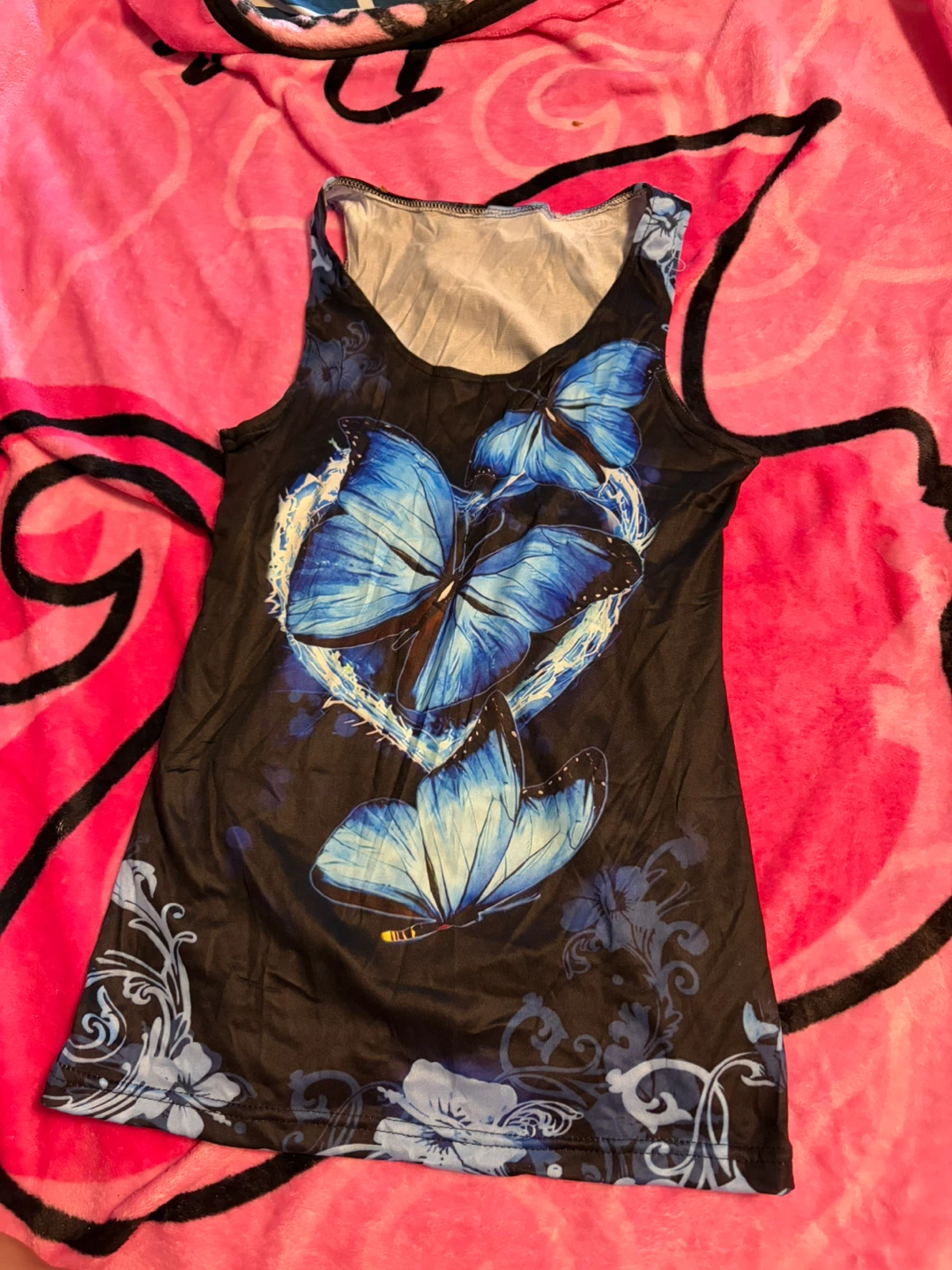 Tank Top with Blue Butterflies