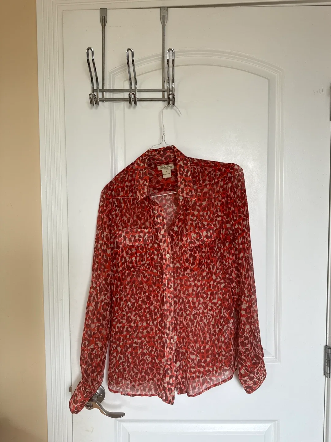 Lucky Brand Silk Leopard Print Button-Up Shirt - Small