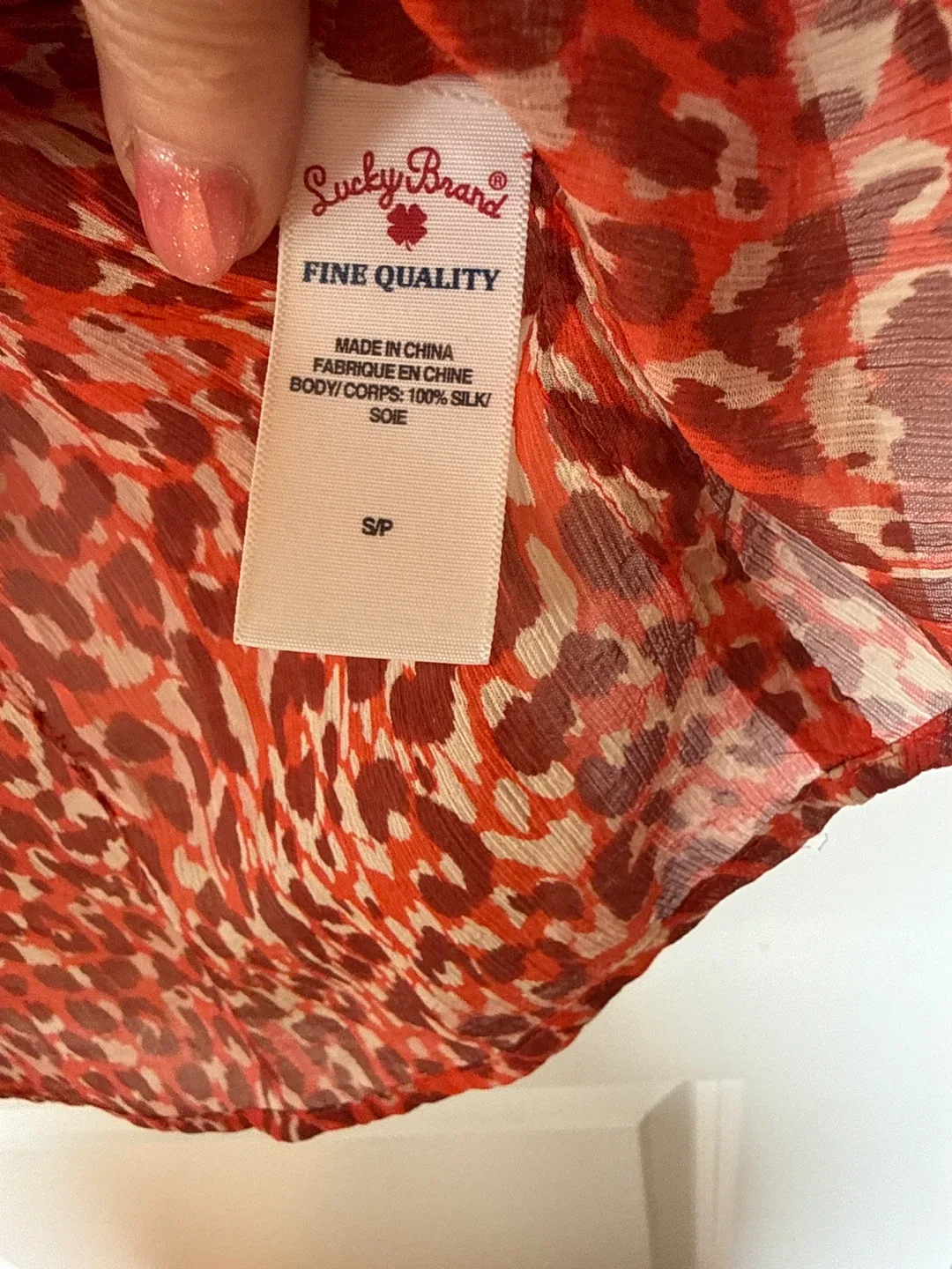 Lucky Brand Silk Leopard Print Button-Up Shirt - Small - photo 3