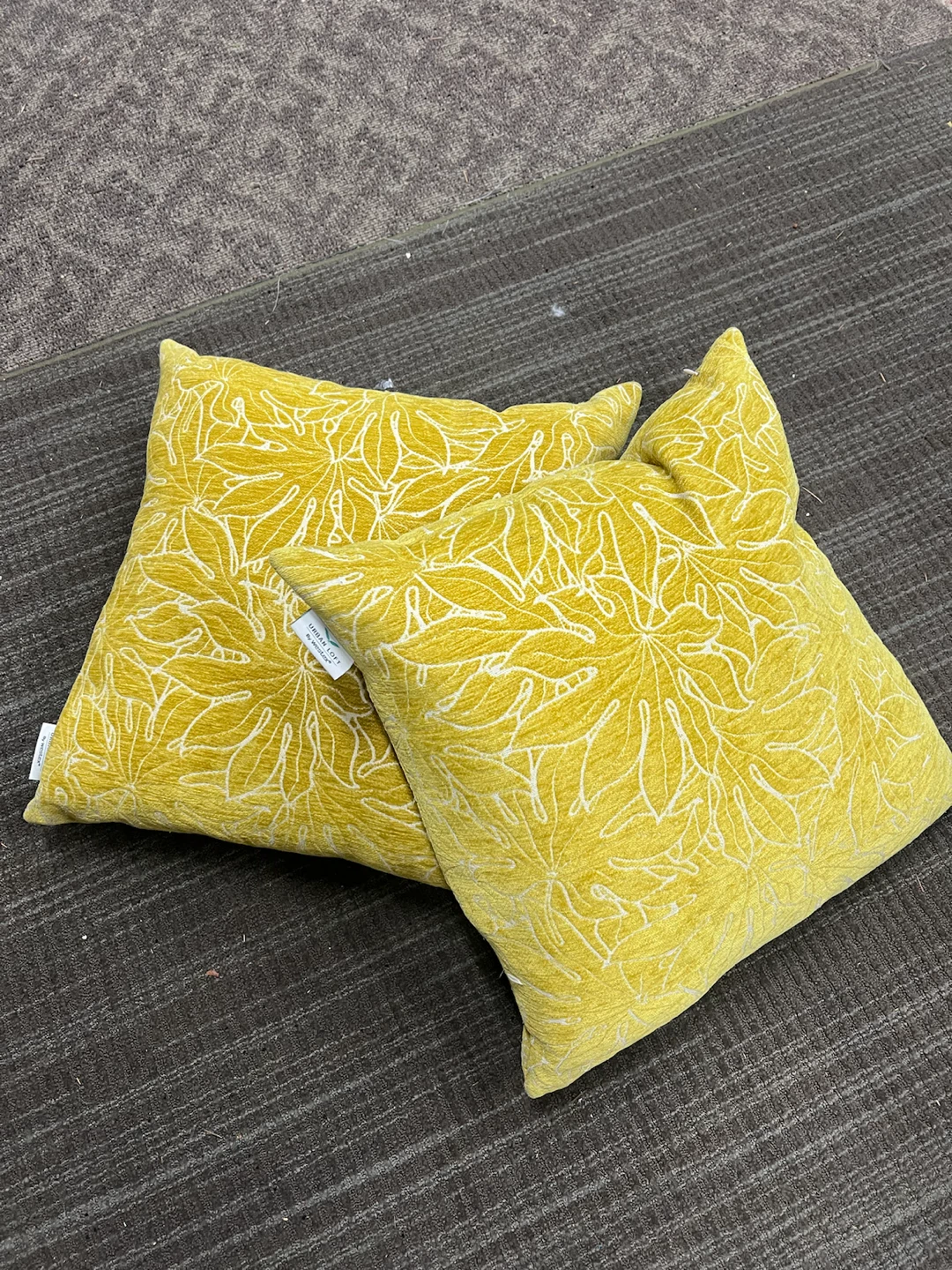 Urban Loft Accent Pillow - Yellow Leaf Pattern