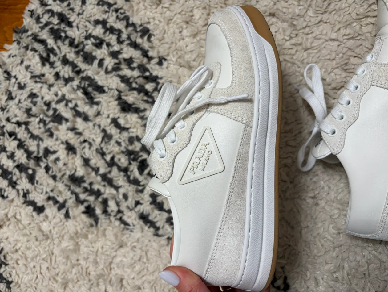 Prada White Suede & Leather Sneakers - photo 3