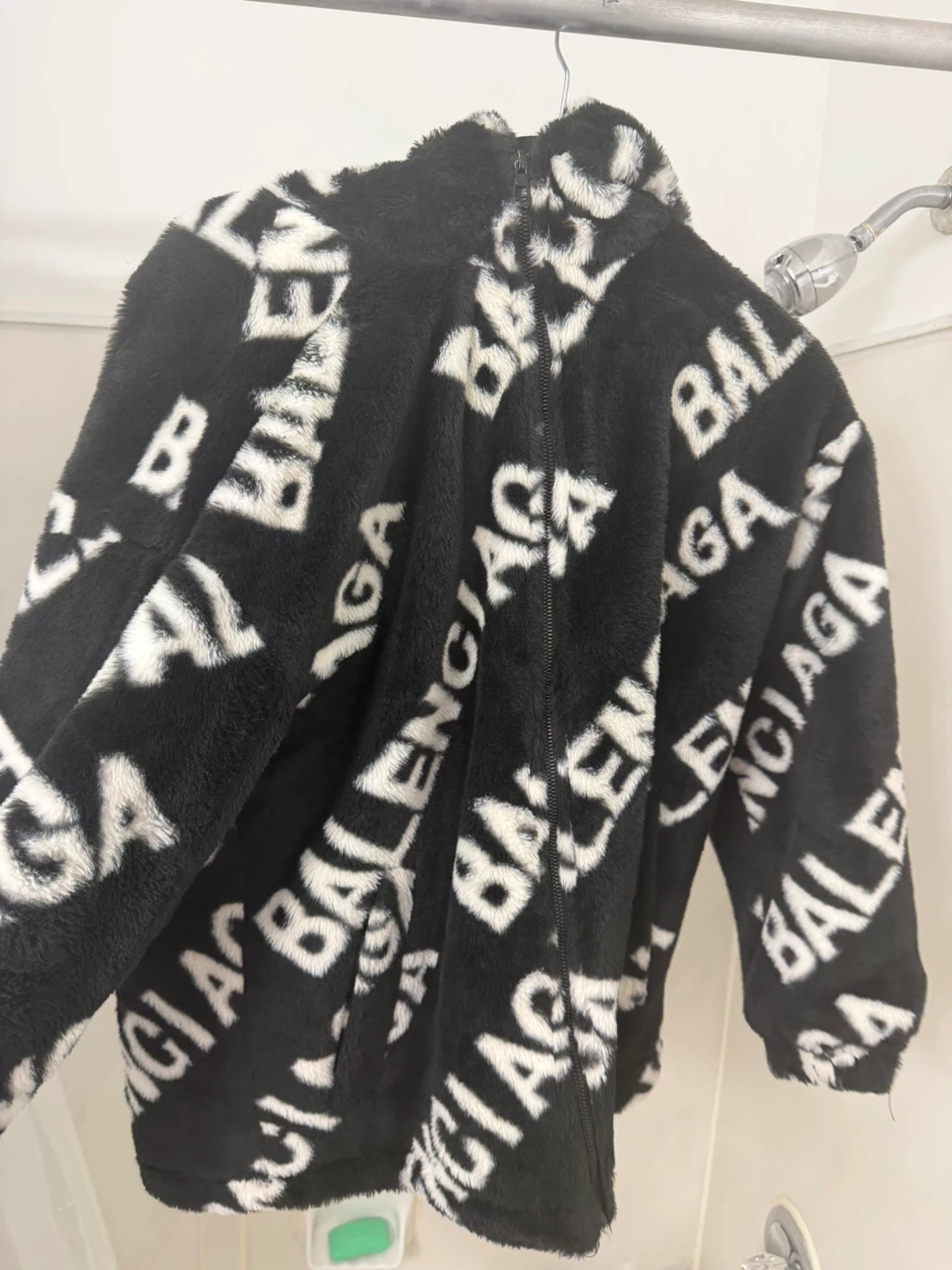 Balenciaga All-Over Logo Faux Fur Hoodie - photo 2