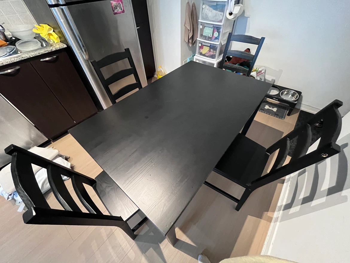 Ikea Black Dining Table Set with 4 Chairs - photo 2