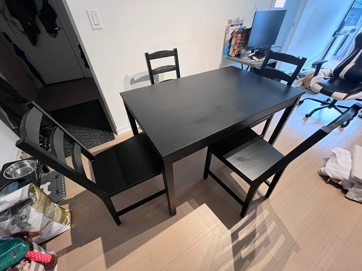 Ikea Black Dining Table Set with 4 Chairs - photo 3