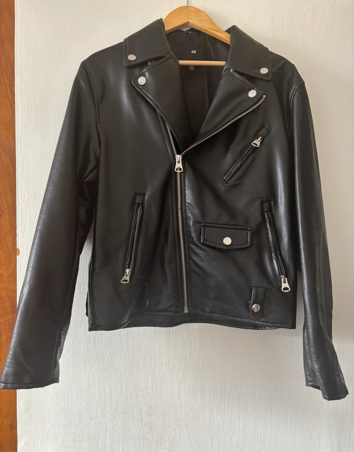 H&M Black Faux Leather Biker Jacket