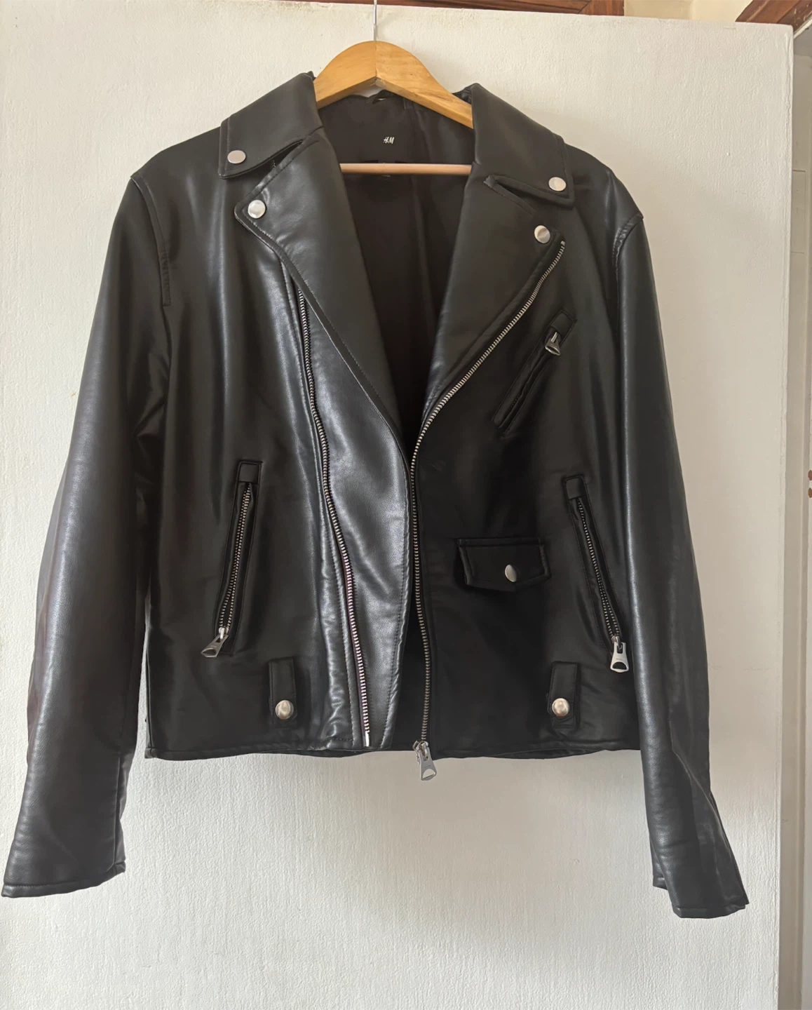 H&M Black Faux Leather Biker Jacket - photo 2