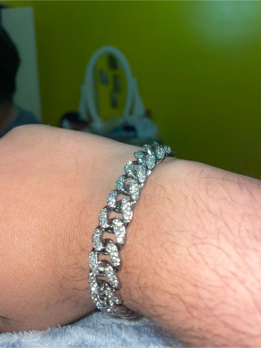 Cuban Link Bracelet with Rhinestones