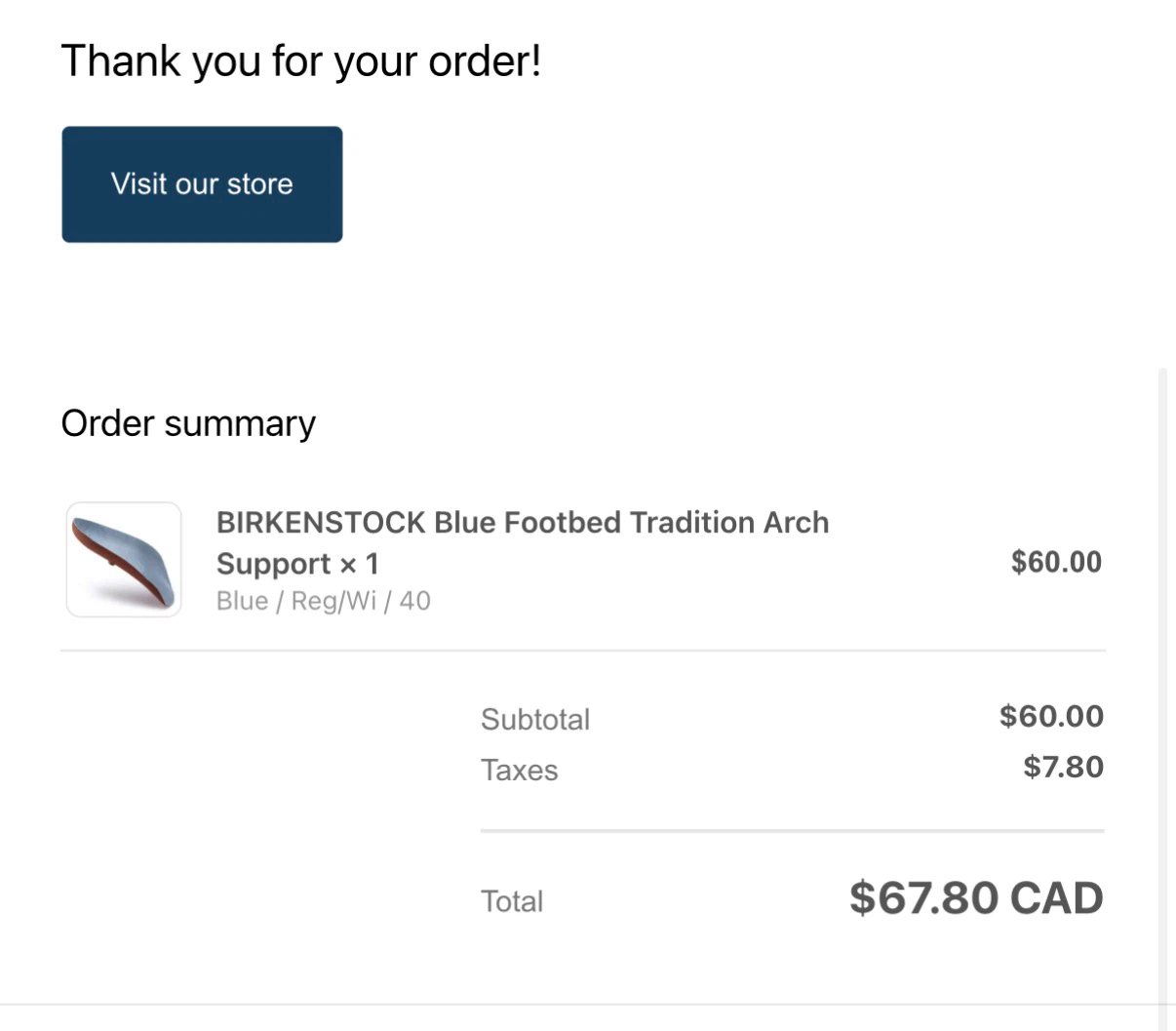 BIRKENSTOCK Blue Footbed Tradition Arch Support Insoles