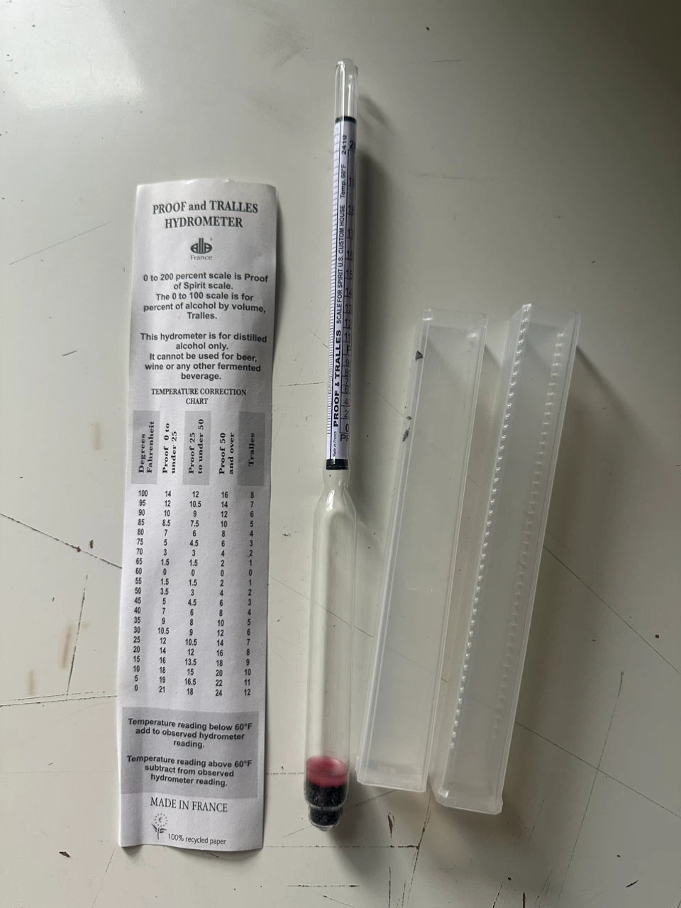 Allo Proof and Tralles Hydrometer for Distilled Alcohol