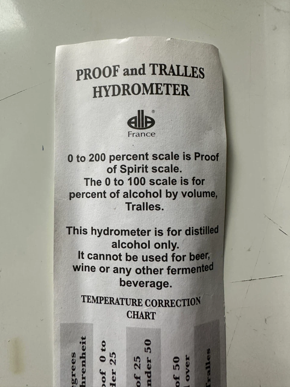 Allo Proof and Tralles Hydrometer for Distilled Alcohol - photo 4