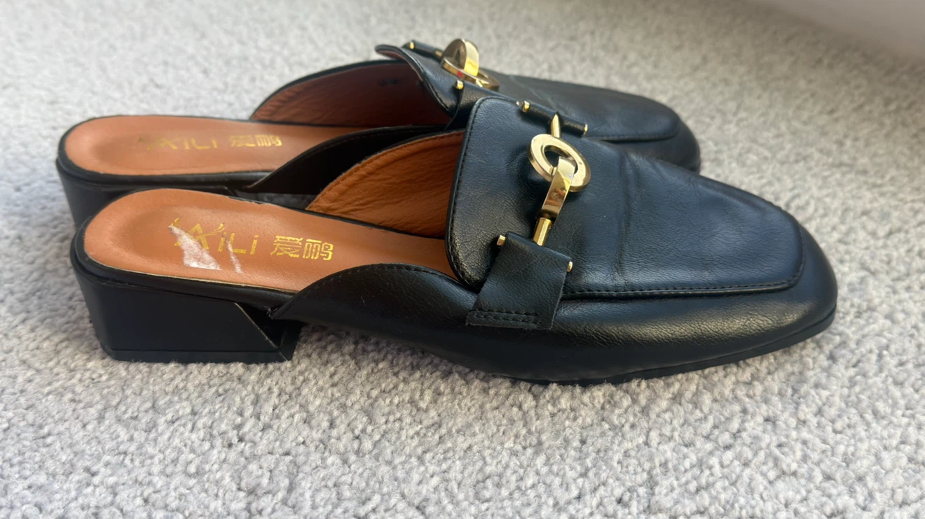 Black Mules with Gold Buckle - Size 240 (6.5) - photo 2