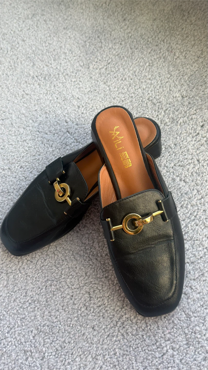 Black Mules with Gold Buckle - Size 240 (6.5) - photo 4
