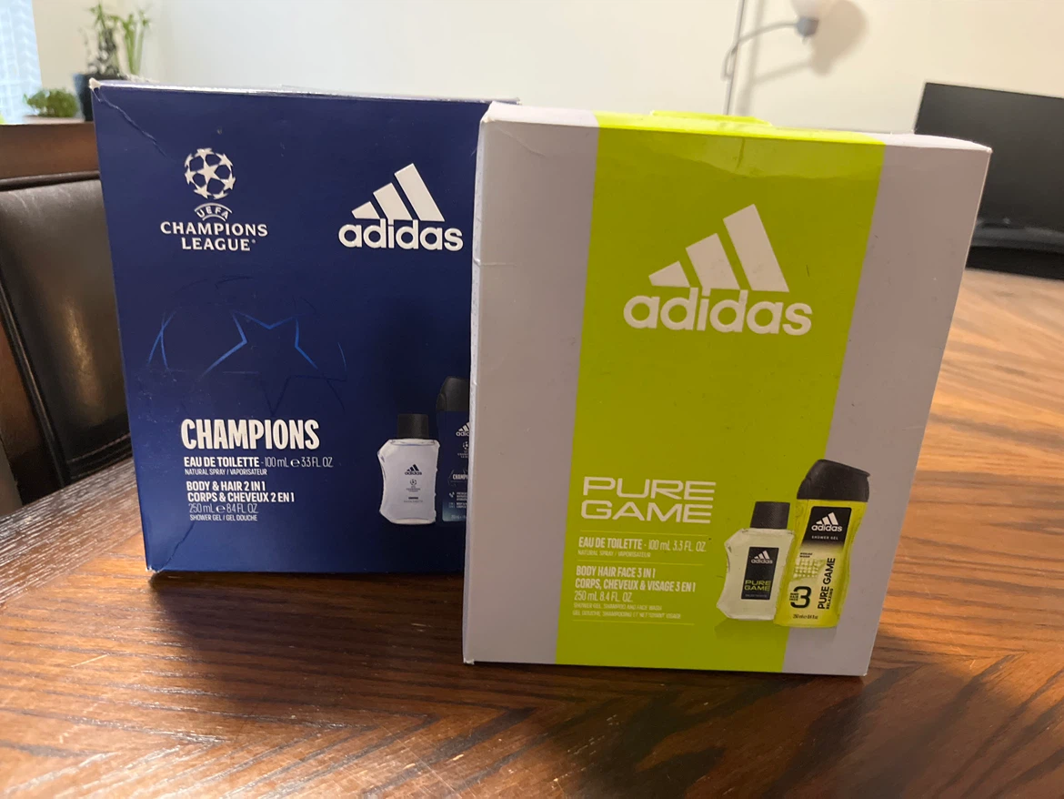 Two Adidas Men's Fragrance and Shower Gel Gift Sets