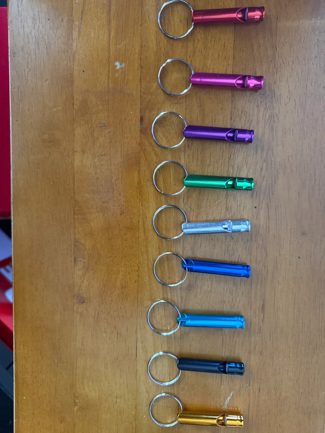 Pack of 9 Metal Emergency Whistles with Keyrings - photo 3