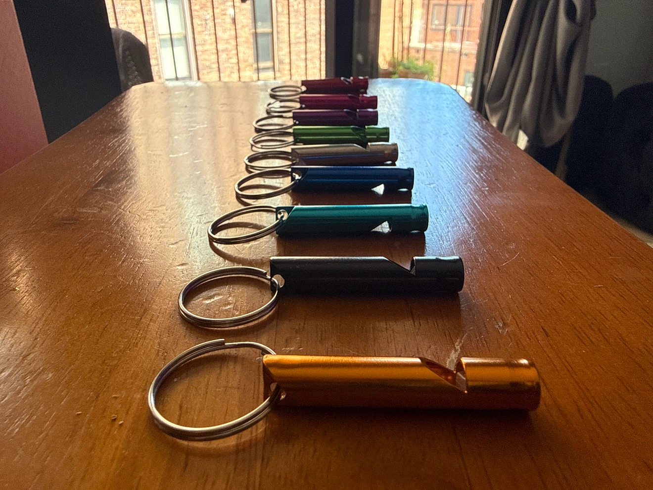 Pack of 9 Metal Emergency Whistles with Keyrings - photo 2