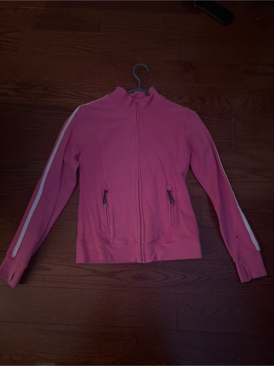 Pink Full Zip Jacket with White Stripes