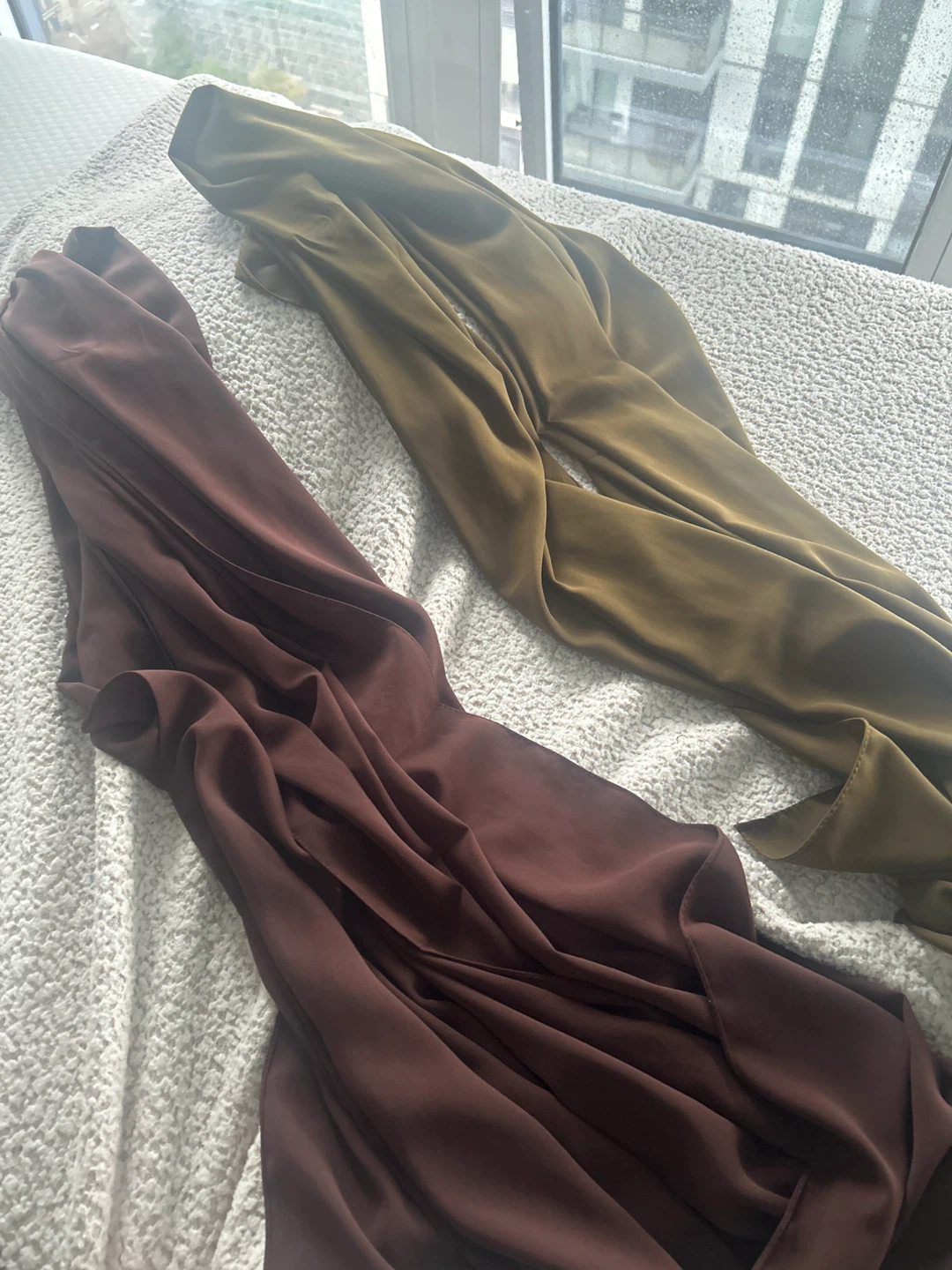 Medina silk hijab - Brown & Olive Green