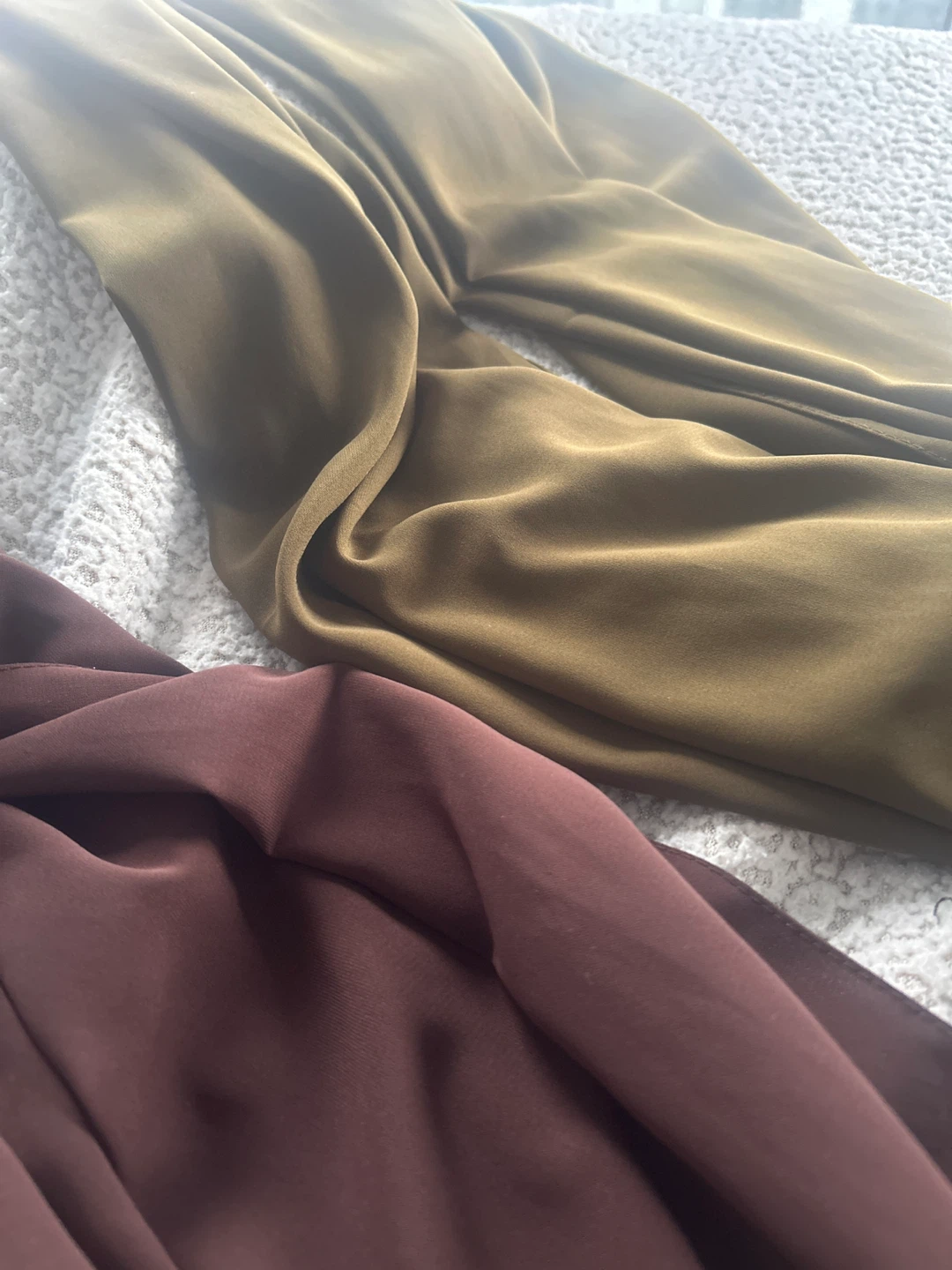 Medina silk hijab - Brown & Olive Green - photo 2